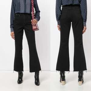 Tory Burch Wade frayed flare jeans stone washed black sz 26